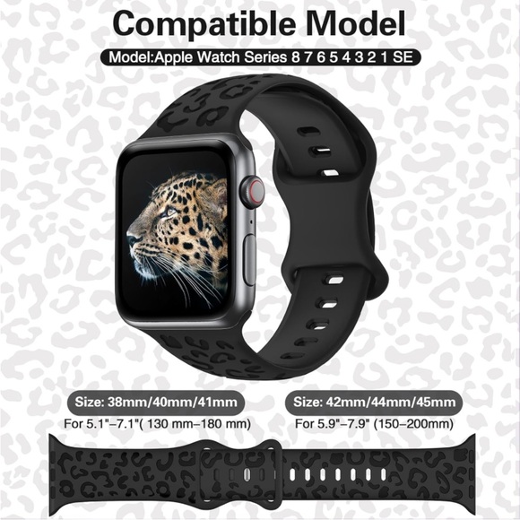 Leopard Engraved Bands for Apple Watch Band 40mm 38mm 41mm - Picture 4 of 12